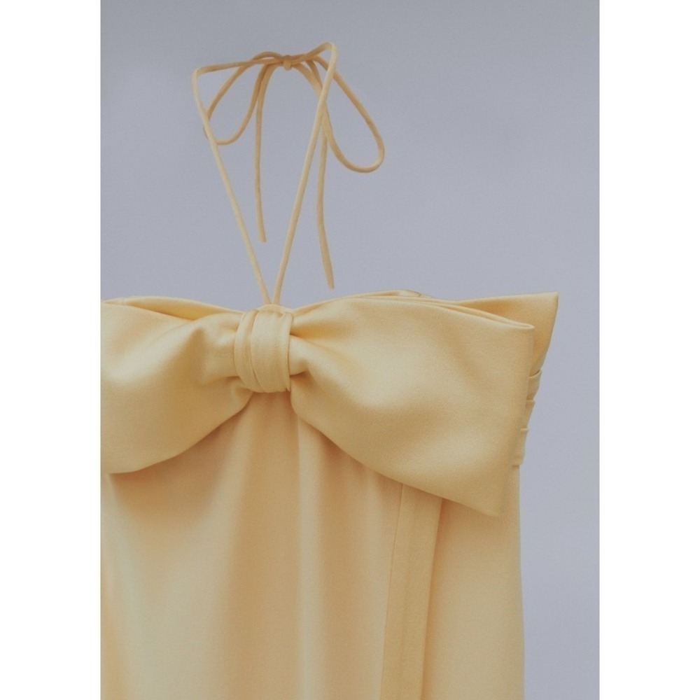 NEW NWT MANGO Satin Crossed Dress Bow Neckline Maxi Gown Party Cocktail M US 6 - Picture 4 of 14